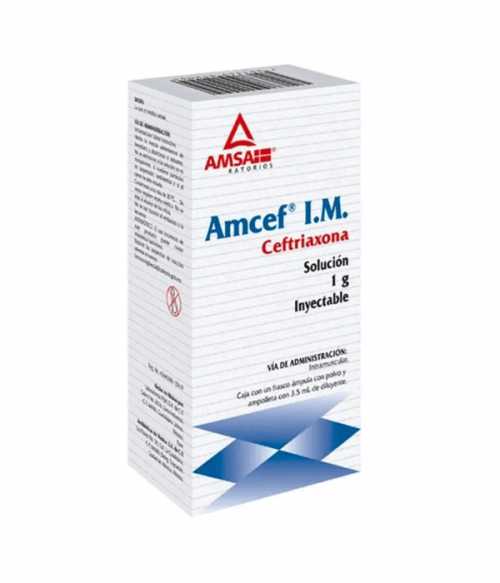 Amcef ceftriaxona 1g solución inyectable 3.5 mL