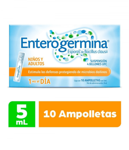 Enterogermina suspensión 10 ampolletas con 5 mL c/u